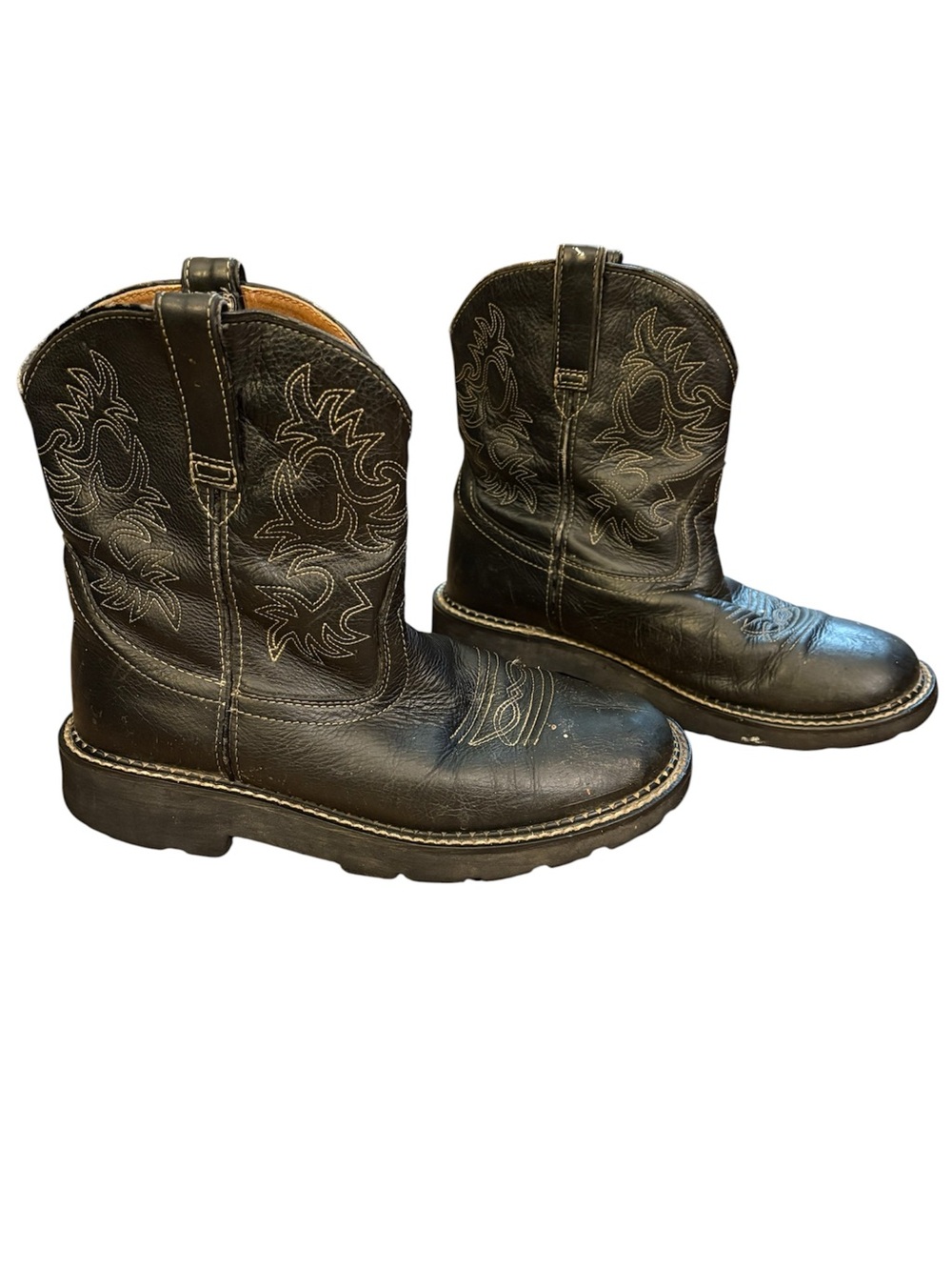 Ariat boots Fatbaby black leather stitchwork men’s size 10 distressed